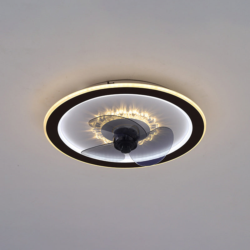 Moderne, prägnante LED -Deckenventilator Leichte Eisen -Geometrie -Deckenventilatoren mit Acrylschatten