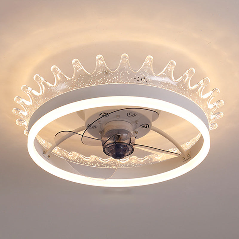 Moderne prägnante LED Deckenventilator Leichte Eisenkreisendeckenventilatoren mit Acrylschatten