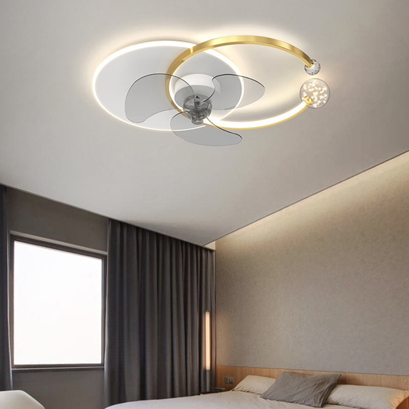 Moderne Deckenlüfter Beleuchtung Metall 3 Leuchten Deckenventilator mit Kristall für Schlafzimmer