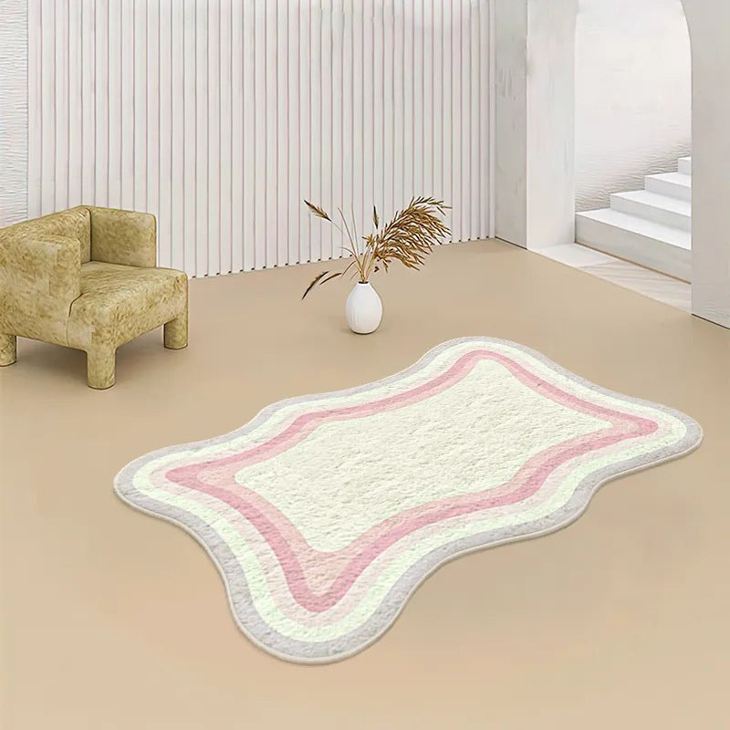 Purple Modern Rug Polyester Striped Rug Non-Slip Backing Rug for Living Room