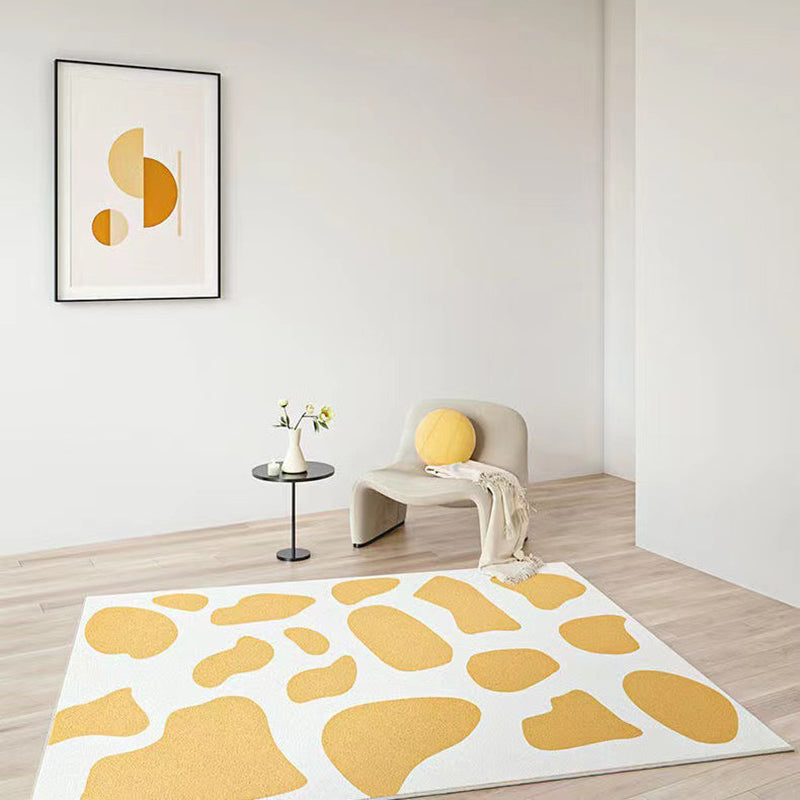 Yellow Modern Rug Polyester Irregular Color Lump Rug Washable Rug for Drawing Room