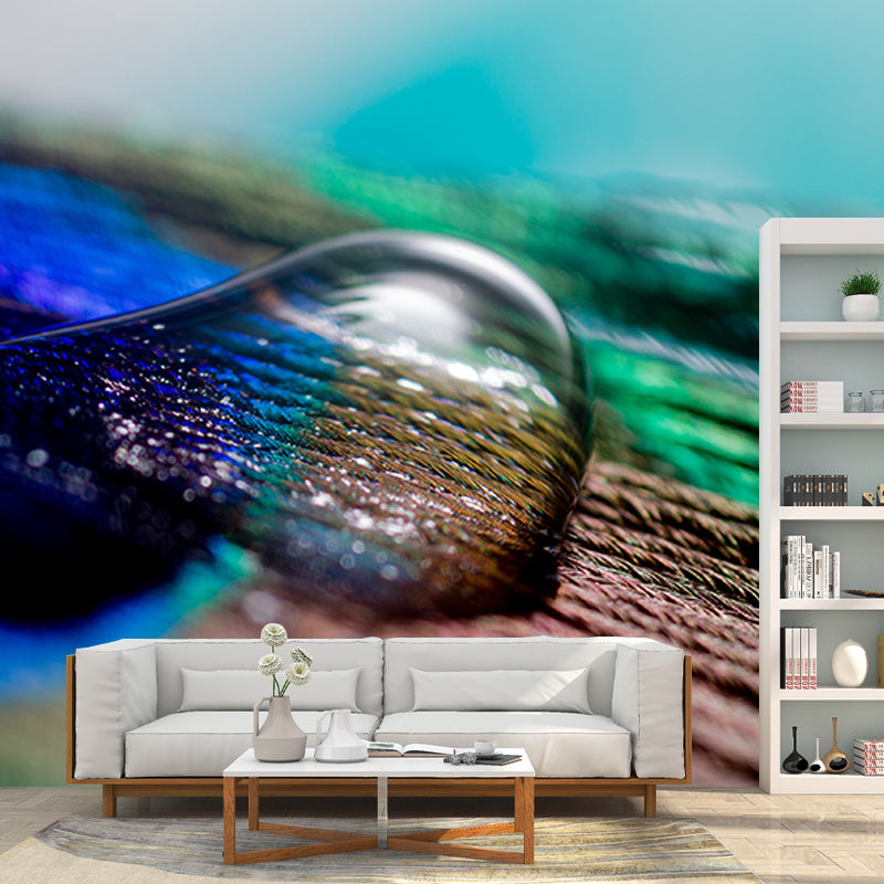 Photography Stain Resistant Mural Wallpaper Peacock Feather Living Room Wall Mural