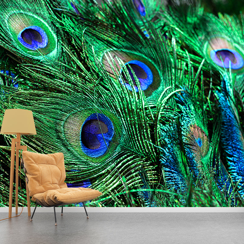 Photography Stain Resistant Mural Wallpaper Peacock Feather Living Room Wall Mural