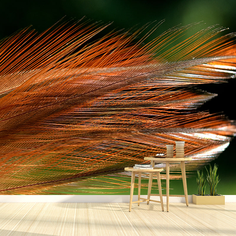 Modern Style Mural Wallpaper Feather Environment Friendly Bedroom Wall Mural