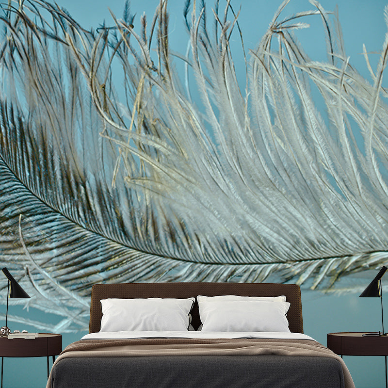 Feather Mildew Resistant Wallpaper Environmental Sleeping Room Wall Mural