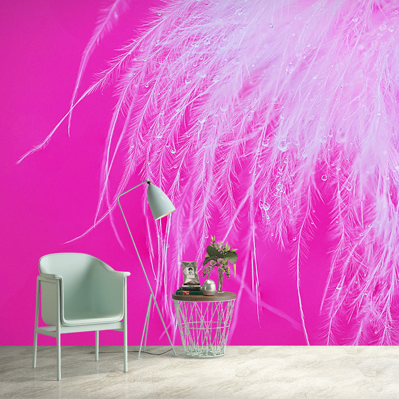 Feather Mildew Resistant Wallpaper Environmental Sleeping Room Wall Mural