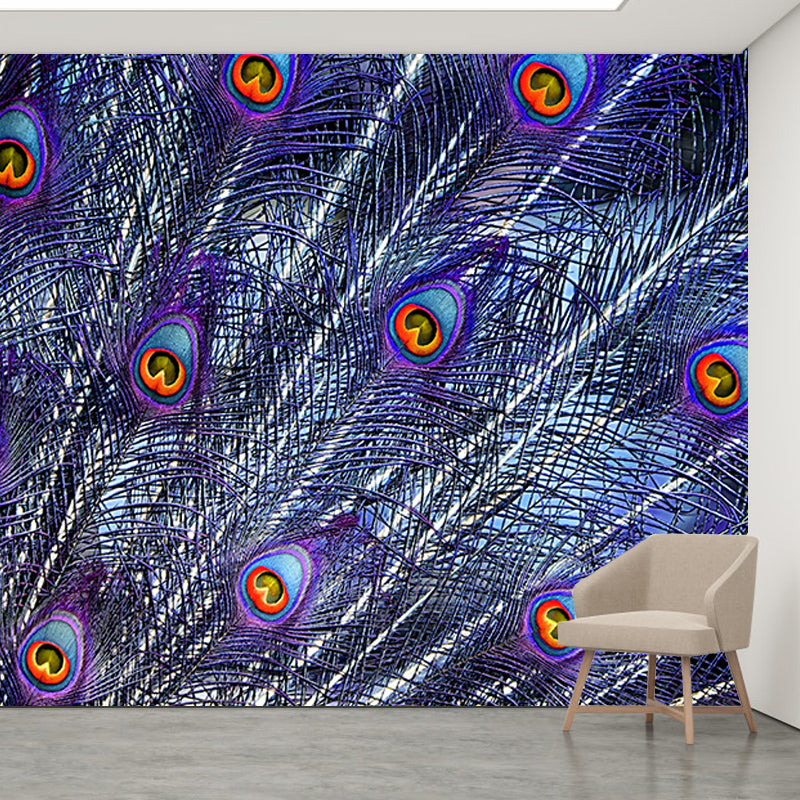 Modern Illustration Mural Wallpaper Peacock Feather Indoor Wall Mural