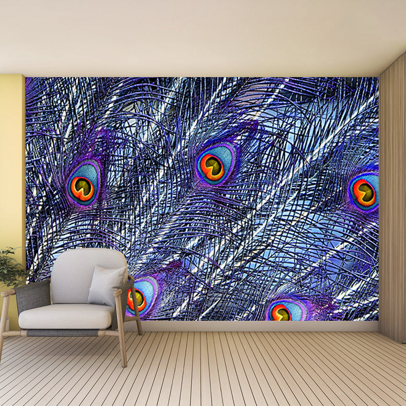 Modern Illustration Mural Wallpaper Peacock Feather Indoor Wall Mural