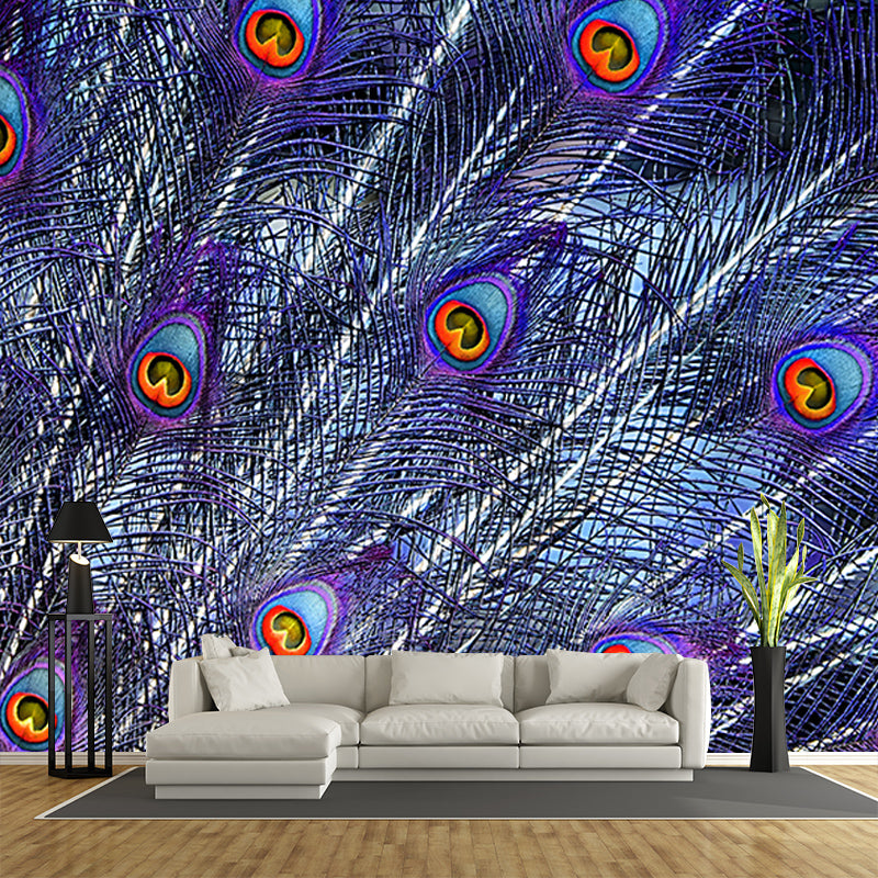 Modern Illustration Mural Wallpaper Peacock Feather Indoor Wall Mural