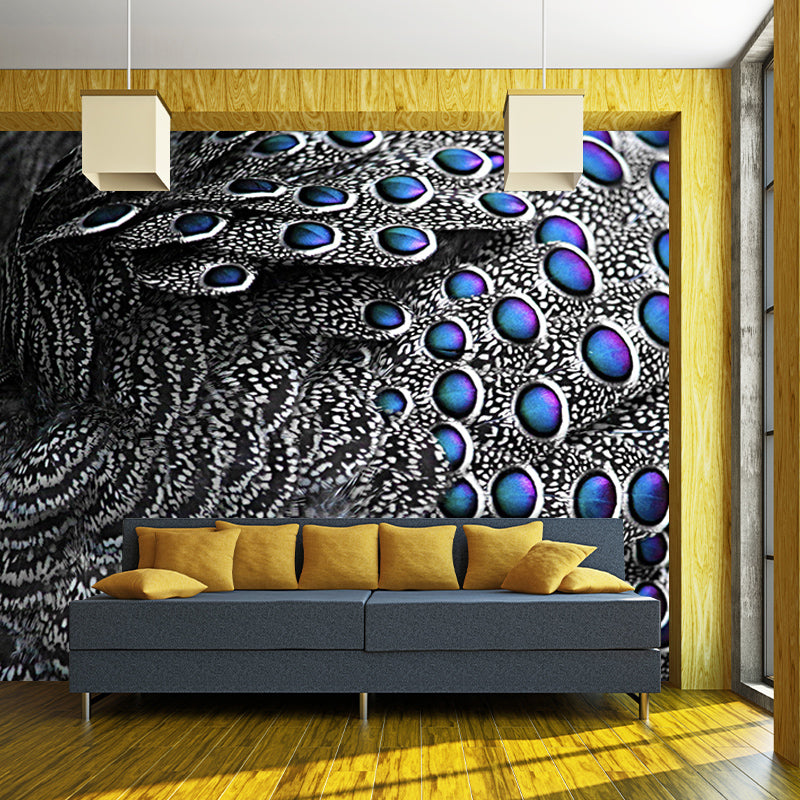 Modern Illustration Mural Wallpaper Peacock Feather Indoor Wall Mural