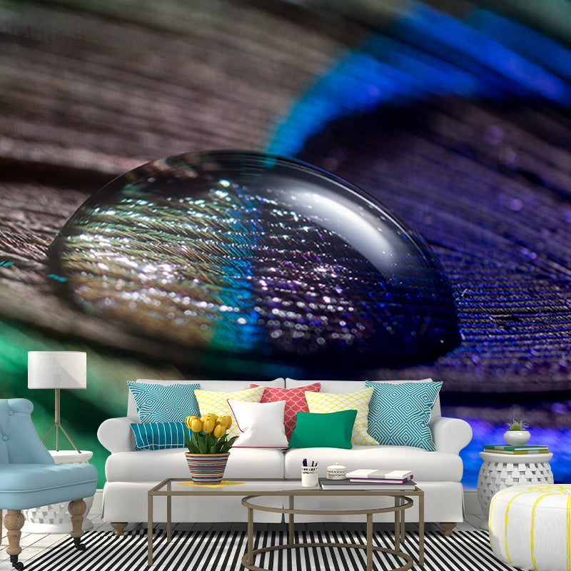 Modern Illustration Mural Wallpaper Peacock Feather Indoor Wall Mural