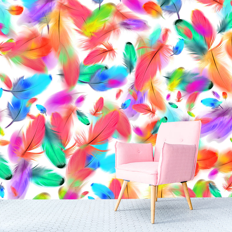Illustration Stain Resistant Mural Wallpaper Feather Living Room Wall Mural
