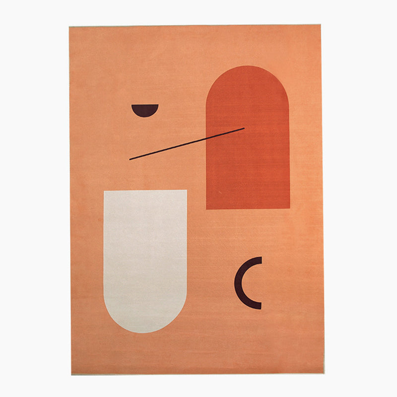 Orange Simple Rug Polyester Leaves Rug Stain Resistant Rug for Drawing Room