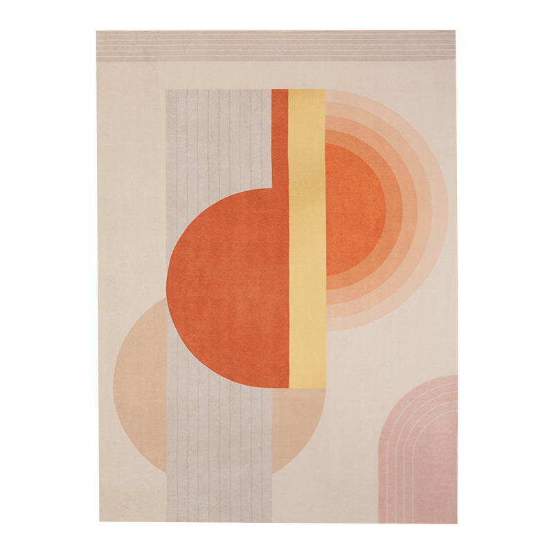 Orange Simple Rug Polyester Leaves Rug Stain Resistant Rug for Drawing Room