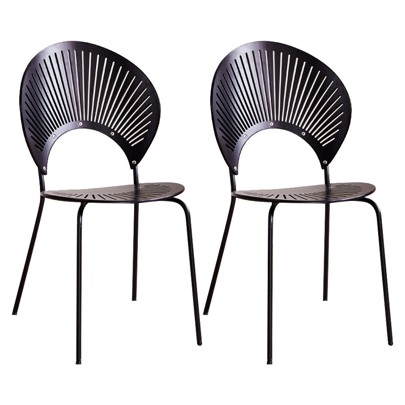 Sillas de comedor de madera de estilo moderno, respaldo abierto, sillas laterales con patas de metal