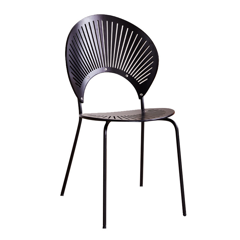 Sillas de comedor de madera de estilo moderno, respaldo abierto, sillas laterales con patas de metal