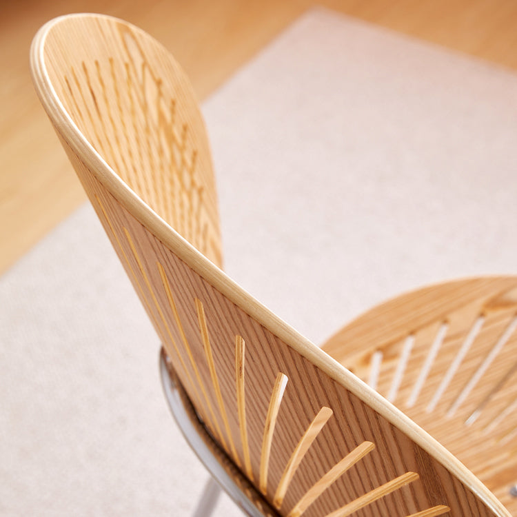 Sillas de comedor de madera de estilo moderno, respaldo abierto, sillas laterales con patas de metal