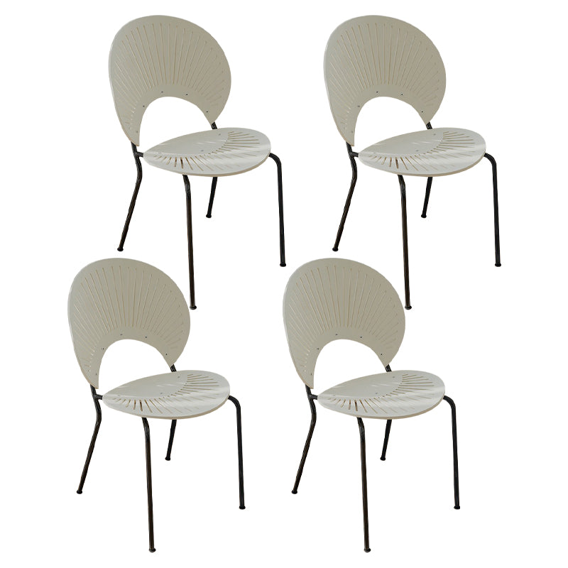 Sillas de comedor de madera de estilo moderno, respaldo abierto, sillas laterales con patas de metal