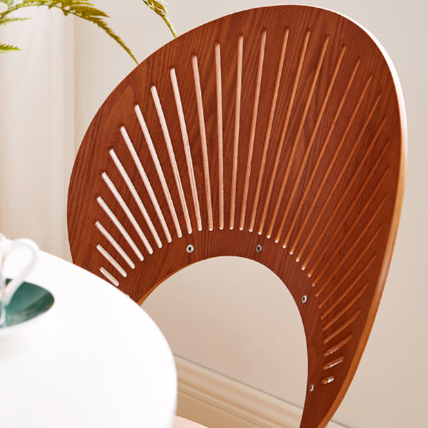Sillas de comedor de madera de estilo moderno, respaldo abierto, sillas laterales con patas de metal