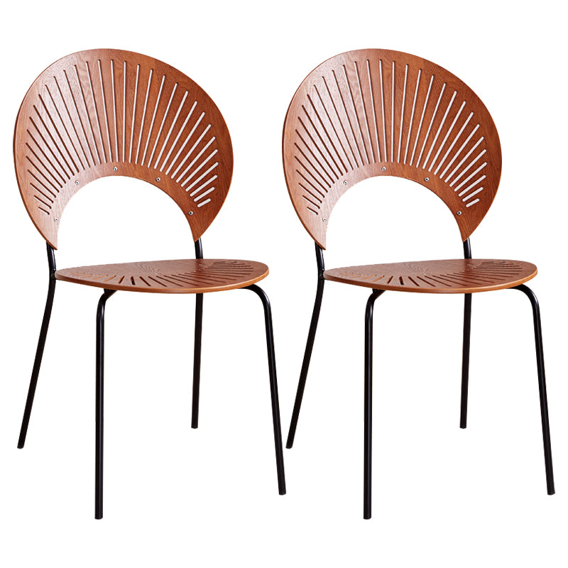Sillas de comedor de madera de estilo moderno, respaldo abierto, sillas laterales con patas de metal
