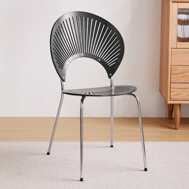Sillas de comedor de madera de estilo moderno, respaldo abierto, sillas laterales con patas de metal