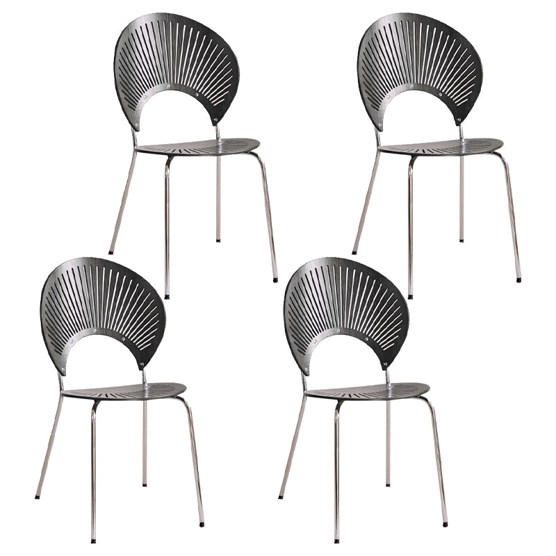 Sillas de comedor de madera de estilo moderno, respaldo abierto, sillas laterales con patas de metal