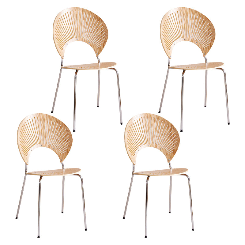 Sillas de comedor de madera de estilo moderno, respaldo abierto, sillas laterales con patas de metal