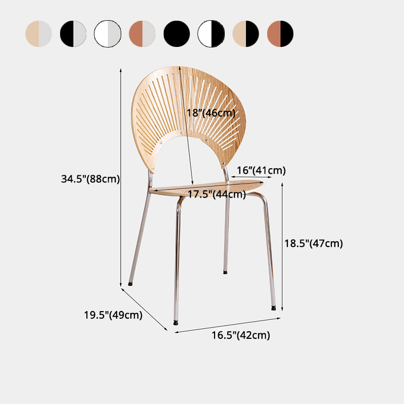 Sillas de comedor de madera de estilo moderno, respaldo abierto, sillas laterales con patas de metal