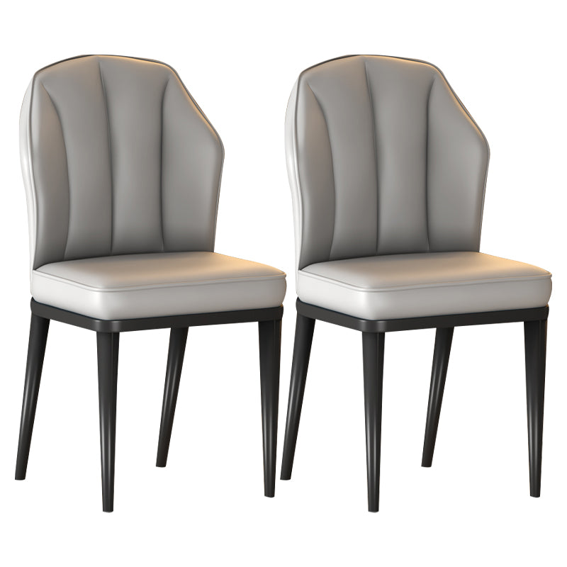 Sillas sin brazos de comedor de metal Glam tapizadas sillas de cuero para restaurante