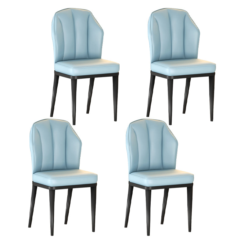 Sillas sin brazos de comedor de metal Glam tapizadas sillas de cuero para restaurante