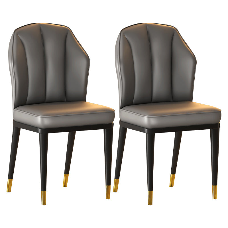 Sillas sin brazos de comedor de metal Glam tapizadas sillas de cuero para restaurante