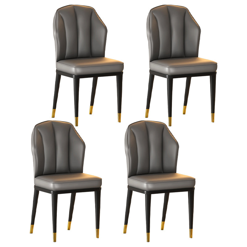 Sillas sin brazos de comedor de metal Glam tapizadas sillas de cuero para restaurante