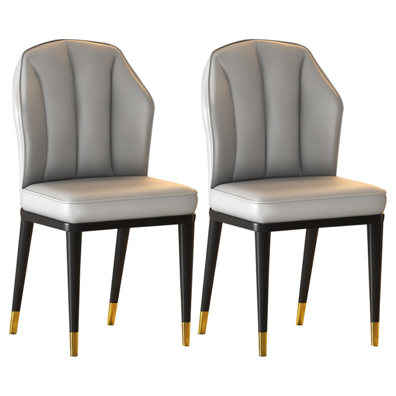 Sillas sin brazos de comedor de metal Glam tapizadas sillas de cuero para restaurante