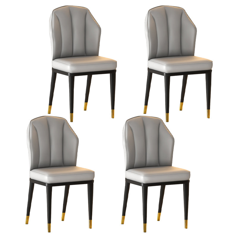 Sillas sin brazos de comedor de metal Glam tapizadas sillas de cuero para restaurante