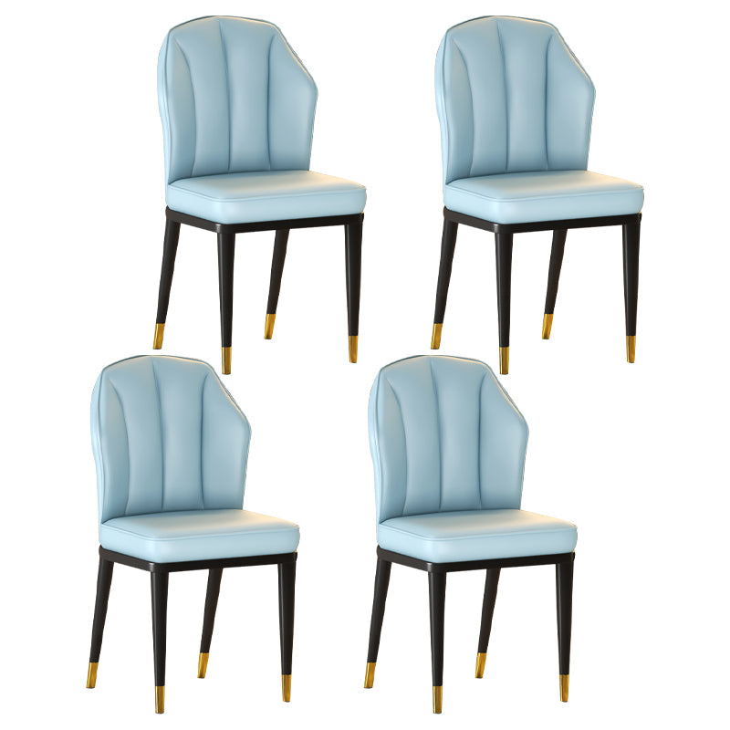 Sillas sin brazos de comedor de metal Glam tapizadas sillas de cuero para restaurante
