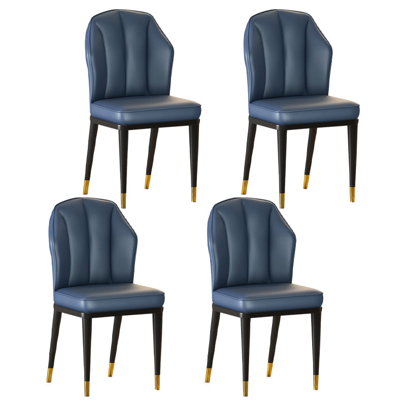 Sillas sin brazos de comedor de metal Glam tapizadas sillas de cuero para restaurante