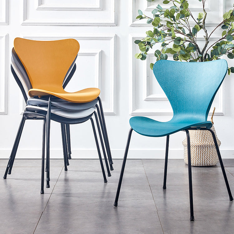 Sillas de comedor de metal contemporáneo, silla lateral sin brazos para cocina