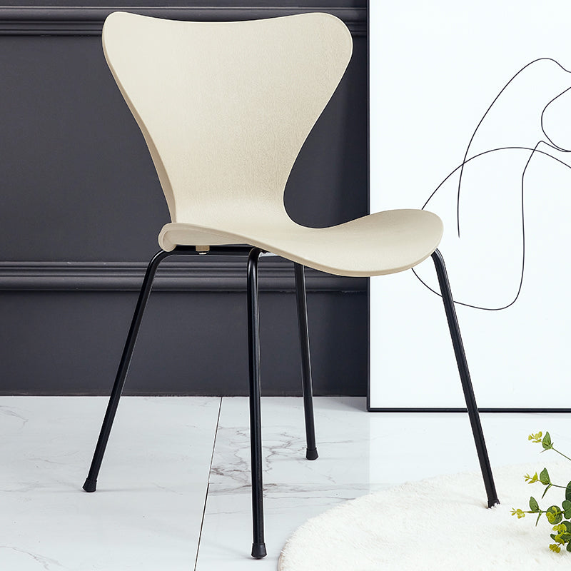 Sillas de comedor de metal contemporáneo, silla lateral sin brazos para cocina