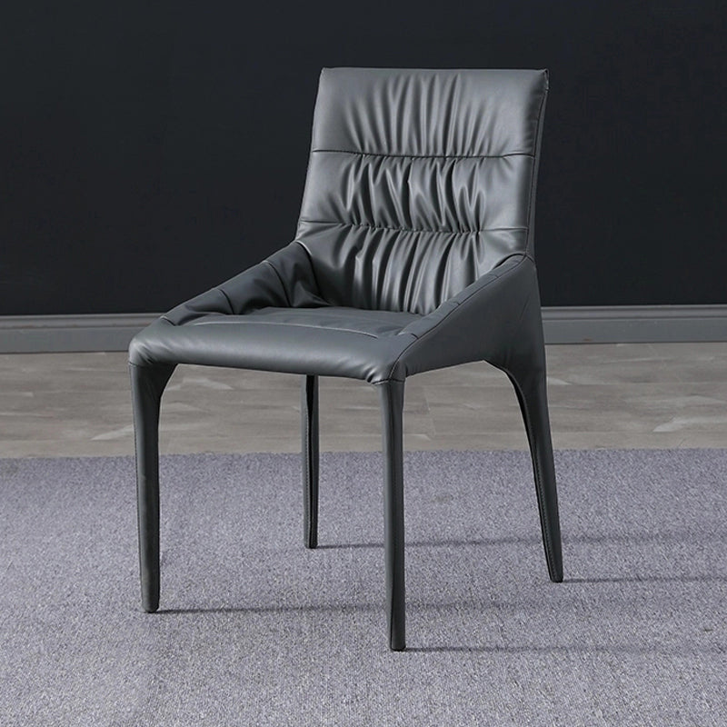 Silla de comedor de metal de estilo moderno, silla lateral sin brazos de comedor de cuero para cocina