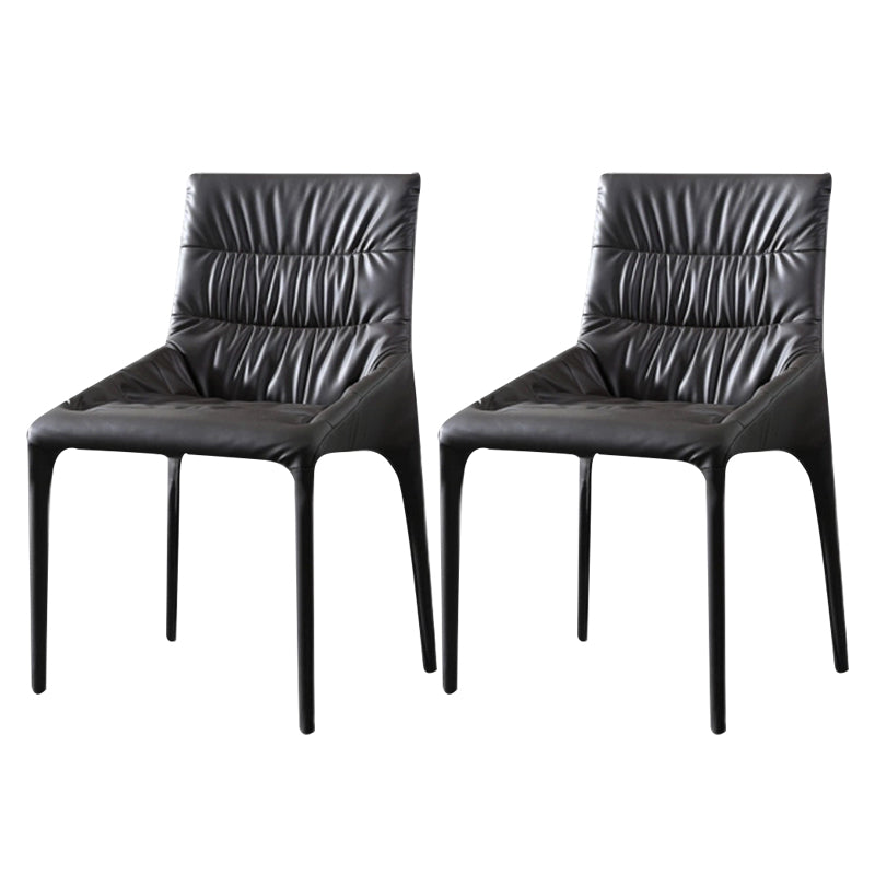 Silla de comedor de metal de estilo moderno, silla lateral sin brazos de comedor de cuero para cocina