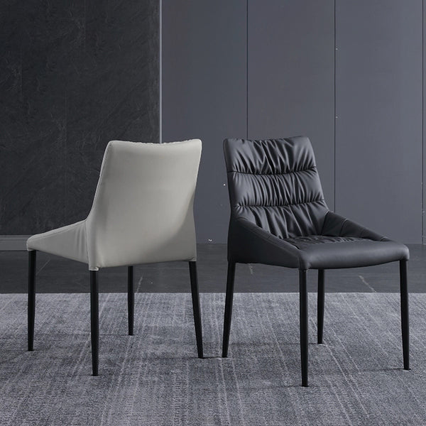 Silla de comedor de metal de estilo moderno, silla lateral sin brazos de comedor de cuero para cocina