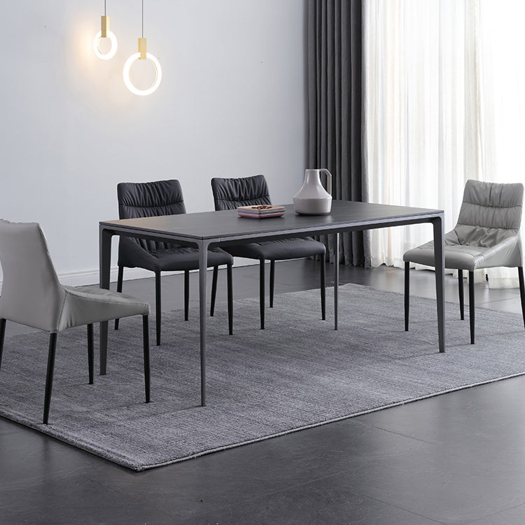 Silla de comedor de metal de estilo moderno, silla lateral sin brazos de comedor de cuero para cocina