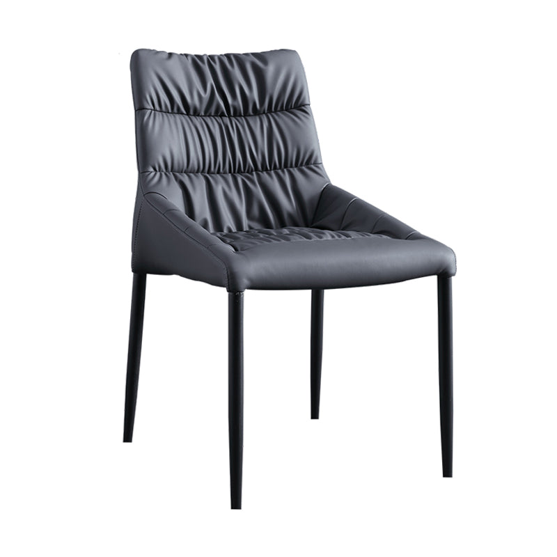 Silla de comedor de metal de estilo moderno, silla lateral sin brazos de comedor de cuero para cocina