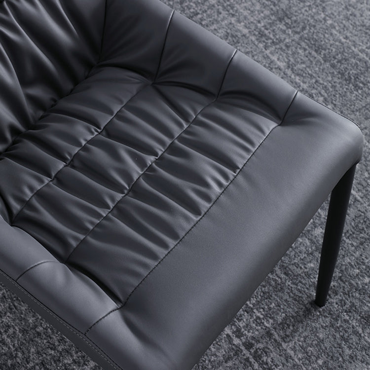 Silla de comedor de metal de estilo moderno, silla lateral sin brazos de comedor de cuero para cocina
