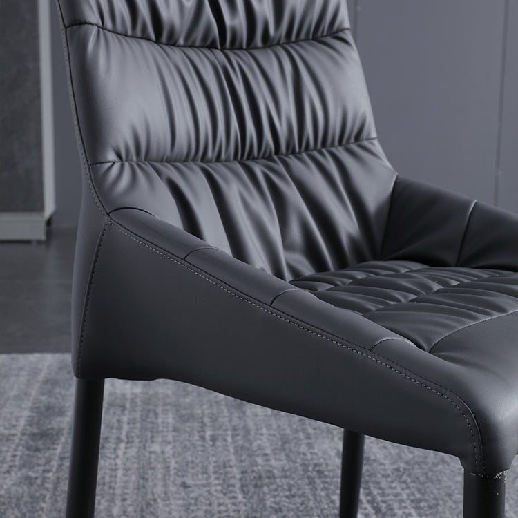 Silla de comedor de metal de estilo moderno, silla lateral sin brazos de comedor de cuero para cocina
