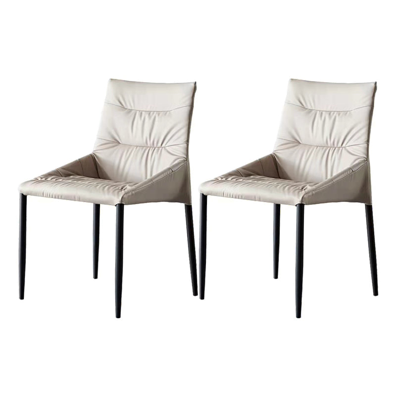 Silla de comedor de metal de estilo moderno, silla lateral sin brazos de comedor de cuero para cocina