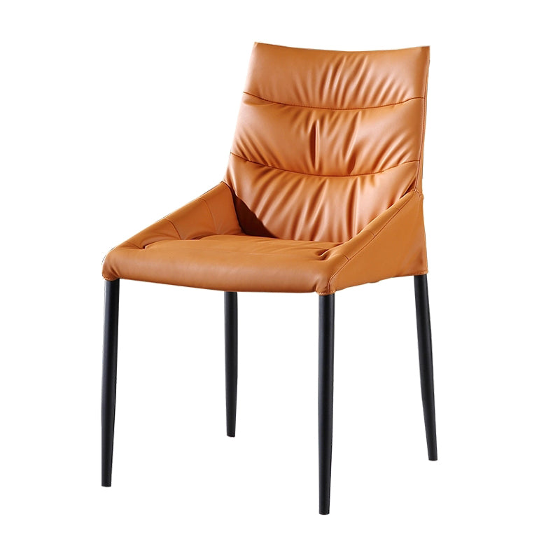 Sedia da pranzo in metallo in stile moderno Sedia laterale da pranzo senza braccioli in pelle per cucina
