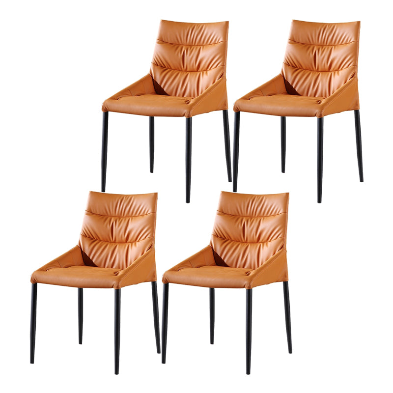 Silla de comedor de metal de estilo moderno, silla lateral sin brazos de comedor de cuero para cocina