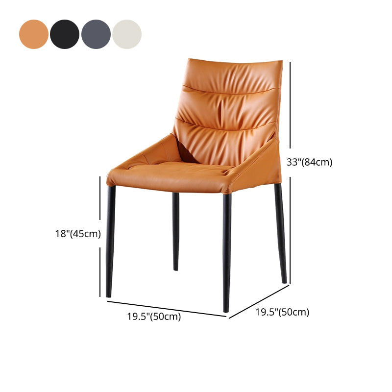 Silla de comedor de metal de estilo moderno, silla lateral sin brazos de comedor de cuero para cocina