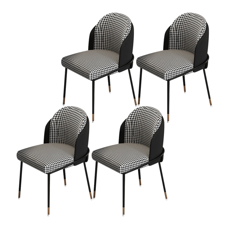 Silla de comedor de metal Glam, silla sin brazos lateral de comedor tapizada para uso en restaurantes